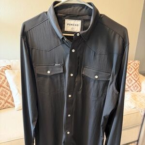 Poncho Men's Large (Slim Fit) Western Long Sleeve Performance Nylon Shirt